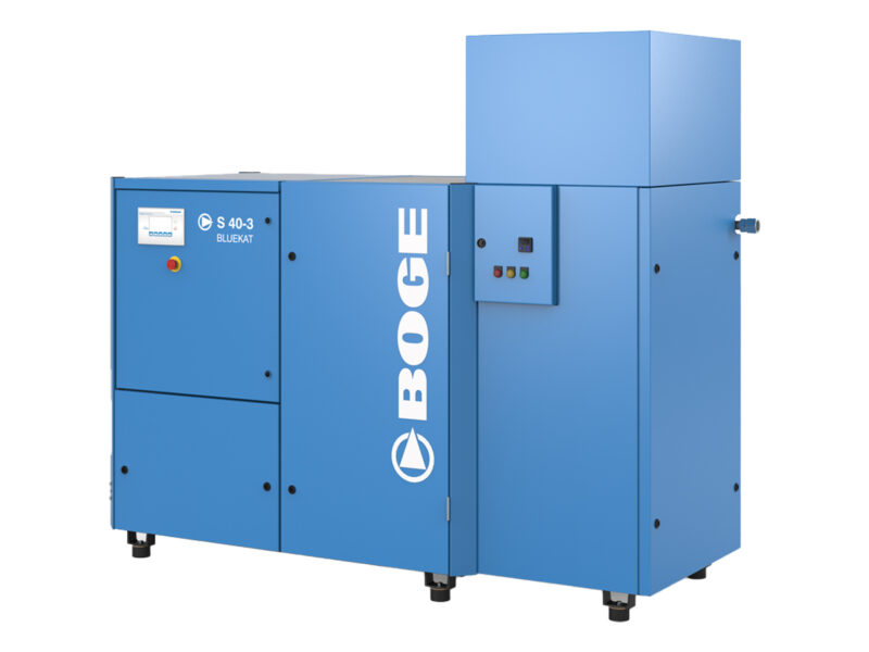 Oljesmord skruvkompressor från Boge med Bluekat som ger oljefri tryckluft